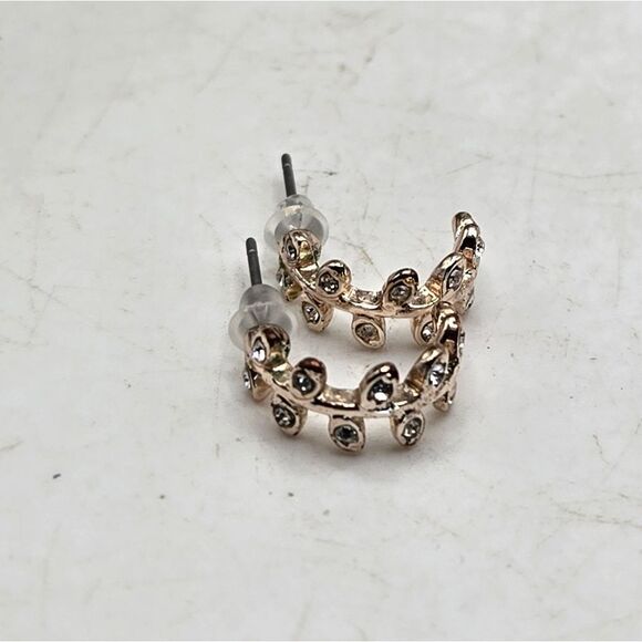 "5/$25" 2 Pairs Rhinestone Bling Earrings Black Acrylic Goldtone Hoop Post Stud - Picture 7 of 9